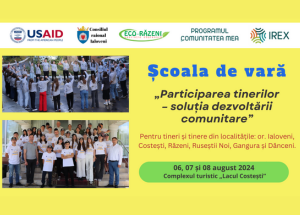 Consiliul raional Ialoveni și Asociația “Eco-Răzeni” vor organiza Școala de vară „Participarea tinerilor – soluția dezvoltării comunitare”