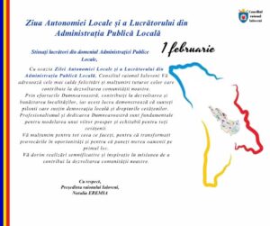 Mesajul președintei raionului Ialoveni, Natalia Eremia, cu prilejul marcării Zilei Autonomiei Locale și a Lucrătorului din Administrația Publică Locală