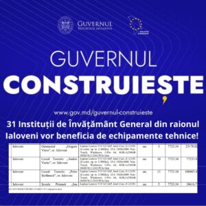 Circa 31 de școli din localitățile raionului Ialoveni vor beneficia de o donație de laptopuri în cadrul Proiectului „Reforma Învățământului din Moldova”