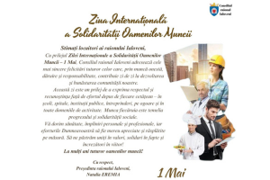 Mesajul de felicitare al președintei raionului cu ocazia Zilei Internaționale a Solidarității Oamenilor Muncii – 1 Mai