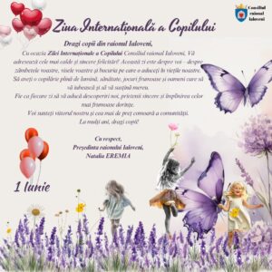 Mesajul de felicitare al președintei raionului cu prilejul  Zilei Internaționale a Copilului