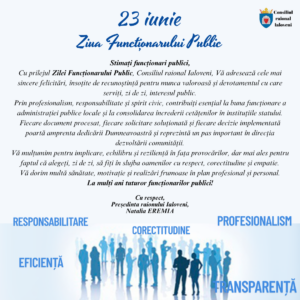 Mesaj de felicitare a președintei raionului Ialoveni cu prilejul Zilei Funcționarului Public