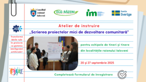 Tinerii din localitățile raionului Ialoveni sunt invitați la atelierul de scriere a proiectelor în cadrul rundei a XXXI-a de granturi mici