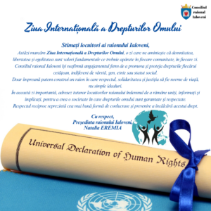 Mesaj al Președintei Consiliului raional Ialoveni dedicat Zilei Internaționale a Drepturilor Omului