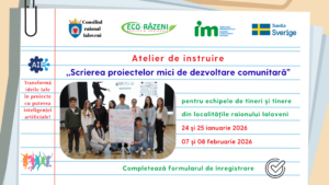 Tinerii din localitățile raionului Ialoveni sunt invitați la atelierul de instruire privind scrierea proiectelor în cadrul rundei a XXXII-a de granturi mici