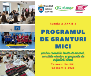 Tinerii din raionul Ialoveni sunt îndemnați să aplice la runda XXXII–a de granturi mici