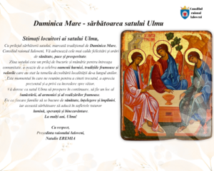 𝗠𝗲𝘀𝗮𝗷𝘂𝗹 𝗱𝗲 𝗳𝗲𝗹𝗶𝗰𝗶𝘁𝗮𝗿𝗲 𝗮𝗹 𝗣𝗿𝗲𝘀̦𝗲𝗱𝗶𝗻𝘁𝗲𝗶 𝗿𝗮𝗶𝗼𝗻𝘂𝗹𝘂𝗶 𝗜𝗮𝗹𝗼𝘃𝗲𝗻𝗶 𝗰𝘂 𝗽𝗿𝗶𝗹𝗲𝗷𝘂𝗹 𝗗𝘂𝗺𝗶𝗻𝗶𝗰𝗶𝗶 𝗠𝗮𝗿𝗶, 𝘀𝗮̆𝗿𝗯𝗮̆𝘁𝗼𝗮𝗿𝗲𝗮 𝘀𝗮𝘁𝘂𝗹𝘂𝗶 𝗨𝗹𝗺𝘂