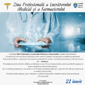 𝗠𝗲𝘀𝗮𝗷𝘂𝗹 𝗱𝗲 𝗳𝗲𝗹𝗶𝗰𝗶𝘁𝗮𝗿𝗲 𝗮𝗹 𝗣𝗿𝗲𝘀̦𝗲𝗱𝗶𝗻𝘁𝗲𝗶 𝗿𝗮𝗶𝗼𝗻𝘂𝗹𝘂𝗶 𝗜𝗮𝗹𝗼𝘃𝗲𝗻𝗶 𝗰𝘂 𝗼𝗰𝗮𝘇𝗶𝗮 𝗭𝗶𝗹𝗲𝗶 𝗣𝗿𝗼𝗳𝗲𝘀𝗶𝗼𝗻𝗮𝗹𝗲 𝗮 𝗟𝘂𝗰𝗿𝗮̆𝘁𝗼𝗿𝘂𝗹𝘂𝗶 𝗠𝗲𝗱𝗶𝗰𝗮𝗹 𝘀̦𝗶 𝗮 𝗙𝗮𝗿𝗺𝗮𝗰𝗶𝘀𝘁𝘂𝗹𝘂𝗶