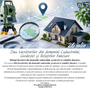 𝗠𝗲𝘀𝗮𝗷𝘂𝗹 𝗱𝗲 𝗳𝗲𝗹𝗶𝗰𝗶𝘁𝗮𝗿𝗲 𝗮𝗹 𝗣𝗿𝗲𝘀̦𝗲𝗱𝗶𝗻𝘁𝗲𝗶 𝗿𝗮𝗶𝗼𝗻𝘂𝗹𝘂𝗶 𝗜𝗮𝗹𝗼𝘃𝗲𝗻𝗶 𝗰𝘂 𝗼𝗰𝗮𝘇𝗶𝗮 𝗭𝗶𝗹𝗲𝗶 𝗟𝘂𝗰𝗿𝗮̆𝘁𝗼𝗿𝗶𝗹𝗼𝗿 𝗱𝗶𝗻 𝗱𝗼𝗺𝗲𝗻𝗶𝘂𝗹 𝗖𝗮𝗱𝗮𝘀𝘁𝗿𝘂𝗹𝘂𝗶, 𝗚𝗲𝗼𝗱𝗲𝘇𝗶𝗲𝗶 𝘀̦𝗶 𝗥𝗲𝗹𝗮𝘁̦𝗶𝗶𝗹𝗼𝗿 𝗙𝘂𝗻𝗰𝗶𝗮𝗿𝗲