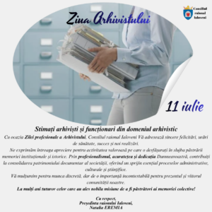 Mesajul de felicitare al Președintei raionului Ialoveni cu ocazia Zilei Arhivistului