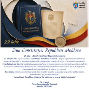 𝗠𝗲𝘀𝗮𝗷𝘂𝗹 𝗱𝗲 𝗳𝗲𝗹𝗶𝗰𝗶𝘁𝗮𝗿𝗲 𝗮𝗹 𝗣𝗿𝗲𝘀̦𝗲𝗱𝗶𝗻𝘁𝗲𝗶 𝗿𝗮𝗶𝗼𝗻𝘂𝗹𝘂𝗶 𝗜𝗮𝗹𝗼𝘃𝗲𝗻𝗶 𝗰𝘂 𝗼𝗰𝗮𝘇𝗶𝗮 𝗭𝗶𝗹𝗲𝗶 𝗖𝗼𝗻𝘀𝘁𝗶𝘁𝘂𝘁̦𝗶𝗲𝗶 𝗥𝗲𝗽𝘂𝗯𝗹𝗶𝗰𝗶𝗶 𝗠𝗼𝗹𝗱𝗼𝘃𝗮 – 𝟮𝟵 𝗶𝘂𝗹𝗶𝗲