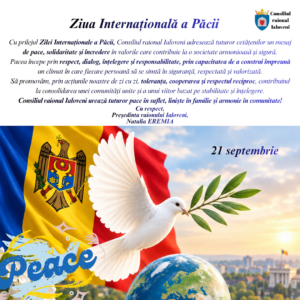 𝗠𝗲𝘀𝗮𝗷𝘂𝗹 𝗱𝗲 𝗳𝗲𝗹𝗶𝗰𝗶𝘁𝗮𝗿𝗲 𝗮𝗹 𝗣𝗿𝗲𝘀̦𝗲𝗱𝗶𝗻𝘁𝗲𝗶 𝗿𝗮𝗶𝗼𝗻𝘂𝗹𝘂𝗶 𝗜𝗮𝗹𝗼𝘃𝗲𝗻𝗶 𝗰𝘂 𝗽𝗿𝗶𝗹𝗲𝗷𝘂𝗹 𝗭𝗶𝗹𝗲𝗶 𝗜𝗻𝘁𝗲𝗿𝗻𝗮𝘁̦𝗶𝗼𝗻𝗮𝗹𝗲 𝗮 𝗣𝗮̆𝗰𝗶𝗶 – 𝟮𝟭 𝘀𝗲𝗽𝘁𝗲𝗺𝗯𝗿𝗶𝗲
