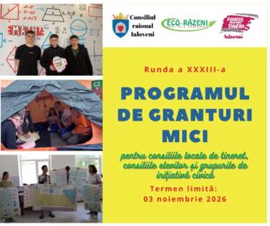 Consiliul raional Ialoveni, în parteneriat cu Asociația Obștească „Eco-Răzeni”, lansează cea de-a 33 rundă a Programului „Fondul pentru Tineri Ialoveni”