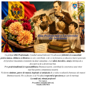 𝗠𝗲𝘀𝗮𝗷𝘂𝗹 𝗱𝗲 𝗳𝗲𝗹𝗶𝗰𝗶𝘁𝗮𝗿𝗲 𝗮𝗹 𝗣𝗿𝗲𝘀̦𝗲𝗱𝗶𝗻𝘁𝗲𝗶 𝗿𝗮𝗶𝗼𝗻𝘂𝗹𝘂𝗶 𝗜𝗮𝗹𝗼𝘃𝗲𝗻𝗶 𝗰𝘂 𝗽𝗿𝗶𝗹𝗲𝗷𝘂𝗹 𝗭𝗶𝗹𝗲𝗶 𝗣𝗿𝗼𝗳𝗲𝘀𝗶𝗼𝗻𝗮𝗹𝗲 𝗮 𝗟𝘂𝗰𝗿𝗮̆𝘁𝗼𝗿𝘂𝗹𝘂𝗶 𝗱𝗶𝗻 𝗜̂𝗻𝘃𝗮̆𝘁̦𝗮̆𝗺𝗮̂𝗻𝘁